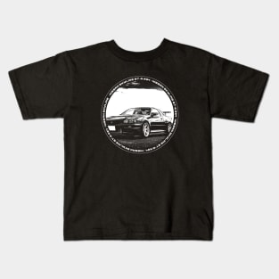 NISSAN SKYLINE GT-R R34 Black 'N White 4 (Black Version) Kids T-Shirt